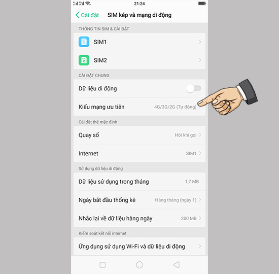 Chọn mạng ưu tiên